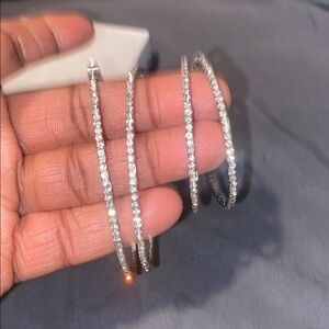 2 sets of Elegant Silver Hoop Earrings